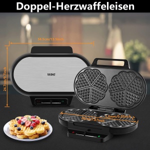 Aparat pentru vafe YASHE SW-2122M 1200W forma inima argintiunegru - Img 6