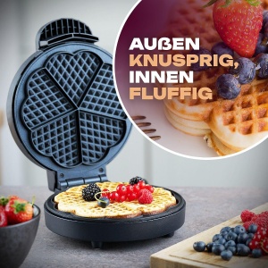 Aparat vafe Bomann(r) cu suprafata de copt cu acoperire antiaderenta O 18 cm | Forma de inima de fier de vafe | cu grad reglabil continuu de rumenire si coacere semafor | Aparat de vafe cu incrustatie din otel inoxidabil | 1000W | WA 1365 CB - Img 5