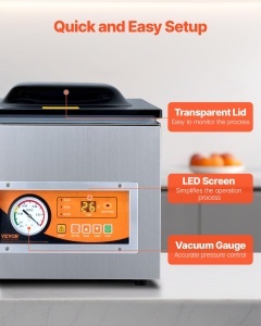 Aparat Vakuum VEVOR DZ-260S-V2, 260 W, 26 cm, inox - Img 6
