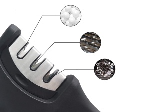 Ascutitor manual de cutite BEPER C107UTT001, ABS, Ascutitor 3 straturi, disc diamantat, tungsten, ceramica, maner ergonomic, baza antiderapanta, negru - Img 7