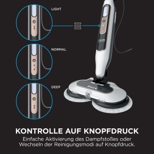 Aspirator cu aburi Shark S8201EU, 2 pad-uri rotative, 3 nivele de abur, albgri - Img 6