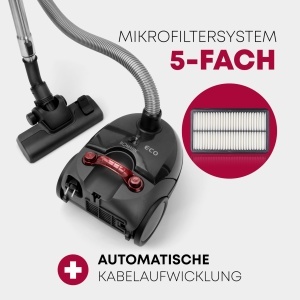 Aspirator cu sac Bomann BS 9019 CB, 700 W, sistem de filtrare in 5 trepte, perie ajustabila, culoare antracit - Img 3