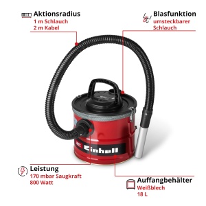 Aspirator de cenusa Einhell TC-AV 1830 D, 18 L, 800 W, Blasfunctie - Img 2
