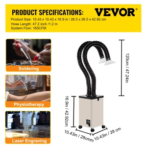 Aspirator de fum VEVOR XF-250, 150 W, 280 mh, 3 filtre - Img 7