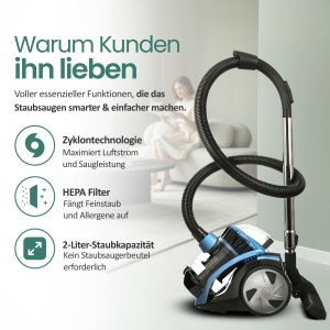 Aspirator Emerio ECO VCE-108278.10, 900W, 2L, NegruAlbastru - Img 2