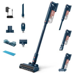 Aspirator fara fir Philips seria 5000, pentru pardoseli moi si dure, pardoseli din lemn, modul acvatic atasabil, usor 1,5 kg, autonomie de 60 de minute, baterie detasabila, duza LED precisa, XC5142/01, rosu coral - Img 1