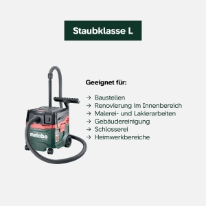 Aspirator Metabo AS 20 L PC, putere 1200W, certificat pentru praf clasa L - Img 6