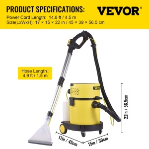 Aspirator multifunctional VEVOR VV-VC-220V, 4 in 1, 1200W, 20L, Galben - Img 7
