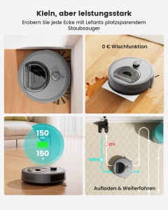Aspirator robot LEFANT M330 cu functie de stergere aspirator robot 5000Pa cu navigatie laser si tehnologie PSD control APP 160 min ideal pentru par de - Img 8