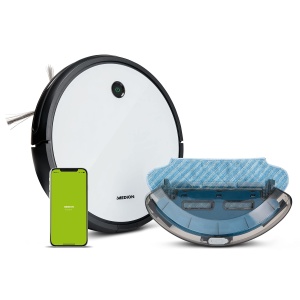 Aspirator robot MEDION cu functie de stergere si control prin aplicatie (WLAN, Alexa, navigatie inteligenta, statie de incarcare, aspirare si stergere in acelasi timp, optimizat pentru parul animalelor de companie si alergici, MD 19601) - Img 1