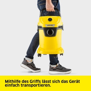 Aspirator umed/uscat Karcher WD 3 V-17/4/20, incl. filtru cartus, sac filtrant din lana, 1.000 W, recipient din plastic: 17 l, furtun de aspiratie: 2 m si depozitare furtun, functie de suflare, duza pentru podea si crapaturi - Img 3
