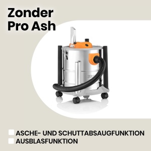 Aspirator uscat Zeegma ZONDER PRO ASH pentru cenusa si moloz, aspirator industrial 1600W, rezervor din otel inoxidabil 20 L, filtru HEPA, cablu functie de suflare 5 m - Img 7