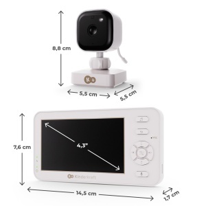 Babyphone Kinderkraft NITEEYE TRAVEL cu camera, monitor 4,3, fara WLAN, alb - Img 12