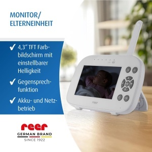 Babyphone Reer BabyCam XL Move cu Camera, 4,3 inch, 300 m, AlbGri - Img 8