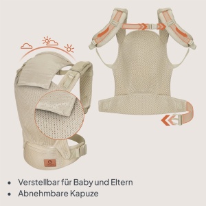 Babytrage ergonomica Lionelo Margareet Air, 3 pozitii, material respirabil, 20 kg - Img 7