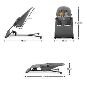 Babywippe Kinderkraft MIMI, pentru copii de la nastere pana la 9 kg, gri, design scandinav - Img 6