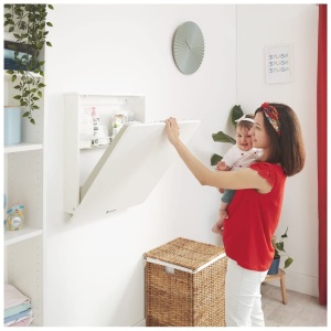 Badabulle Masa de infasat montata pe perete Splash - incl. compartiment pentru rafturi pentru schimbarea accesoriilor si covoras de infasat - Img 5