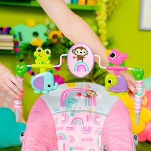 Balansoar pentru bebelusi Bright Starts Pink Paradise, 0-6 luni, vibrare, roz - Img 4