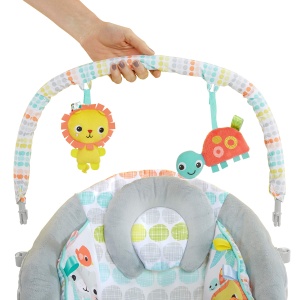 Balansoar pentru bebelusi Bright Starts Whimsical Wild, cu vibratii si muzica, 0-6 luni - Img 3