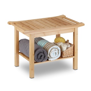 Banca din Bambus Relaxdays pentru Baie, 2 Locuri, Design Asiatic, 150 kg