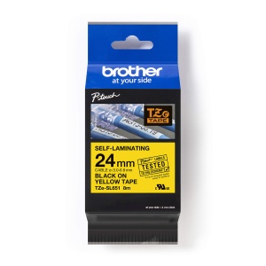Banda de etichete Brother TZe-SL651, auto-laminata, negru pe galben, 24 mm x 8 m - Img 2