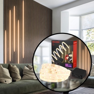 Banda LED Briloner 2,6m, lumina calda, cu intrerupator, pentru decorare - Img 2