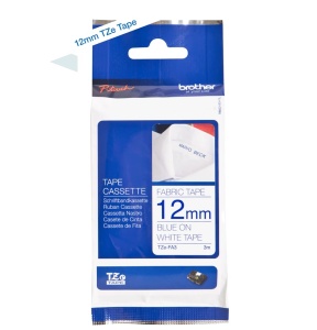 Banda textila Brother TZe-FA3, 12 mm, 3 m, albastru pe alb - Img 3
