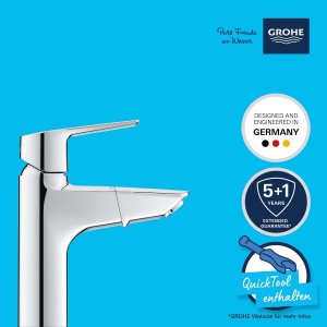 Baterie baie GROHE Start 24205003 crom economisire apa cu scurgere Pop-Up - Img 3
