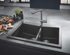 Baterie de bucatarie GROHE Minta, cu dus retractabil, SuperSteel - Img 5