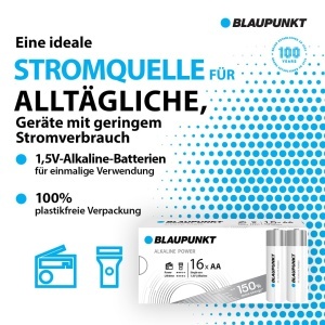 Baterii AA Alkaline Blaupunkt LR6BPO16CB, 16 buc, durata 7 ani, fara scurgeri - Img 2