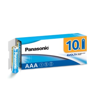 Baterii Alkaline Panasonic EVOLTA AAA Micro LR03, 10 buc, 1.5V, Ambalaj Plastic Free