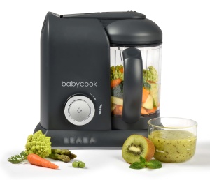 BEABA - Babycook Solo - Aparat de mancare pentru bebelusi 4 in 1 - Abur delicat - Gatit rapid cu abur in 15 minute - Cos de gatit din otel inoxidabil - Gri inchis