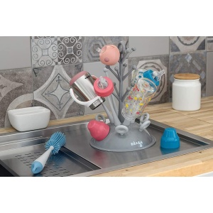 BEABA - Scurgator pentru biberoane - Va permite uscarea a 6 biberoane si accesorii pentru biberoane - Tava de scurgere detasabila - Practica si bine gandita - Gri - Img 6