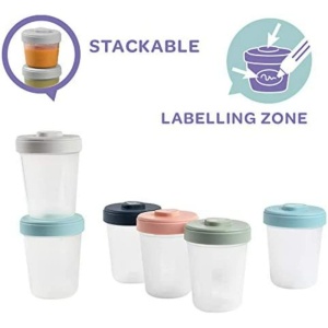 BEABA, set de 6 recipiente de depozitare, clema, recipiente stivuibile, 100% etanse, congelare, lapte matern, 6x250ml - Img 2