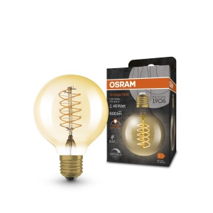 Bec LED OSRAM Vintage 1906, 7W, 600lm, dimabil, sticla aurie