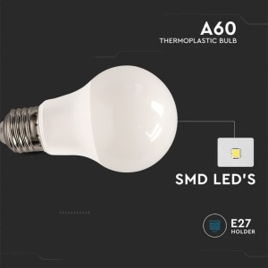 Bec LED V-TAC E27 8,5W (echivalent 60W) 806 Lumen Alb Rece - Set 3 Bucati - Img 5