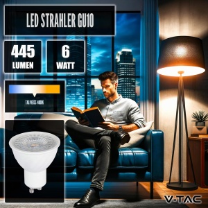 Bec LED V-TAC GU10 6W (echivalent 60W) - 445 Lumen, 4000K, 3 bucati - Img 3