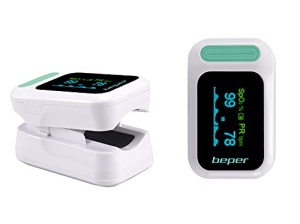 BEPER P303MED050 pulsoximetru, oximetru, pulsoximetru pentru saturatie de oxigen (SpO2), puls (PR), afisaj LED, alimentat cu baterie, curea de transport inclusa