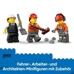 Betonmixer LEGO City 60478 - 371 piese, 3 minifiguri, dublu rol - Img 5