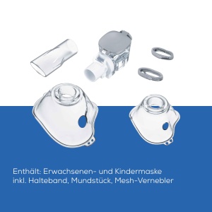 Beurer IH 57 Yearpack, set extins de rascumparare cu masca pentru adulti si copii, nebulizator de plasa, mustiuc, accesorii pentru inhalator IH 57 cu membrana vibranta si baterie, dezinfectabil - Img 3