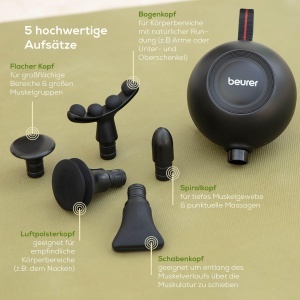 Beurer MG 101 Massage Gun Design Ergonomic Senzor de Presiune 5 Atasamente - Img 5