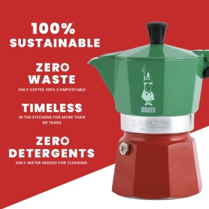 Bialetti - Colectia Moka Express Italia: Espressor emblematic pe plita, face cafea italiana adevarata, vas Moka pentru 3 cani (130 ml), aluminiu, colorat in rosu-verde-argintiu - Img 6