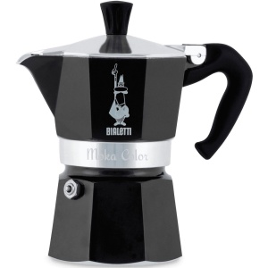 Bialetti - Culoare Moka: Espressor emblematic pe aragaz, Face cafea italiana adevarata, Oala Moka 3 cani (130 ml), Aluminiu, Negru