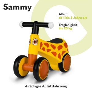 Bicicleta fara pedale LIONELO Sammy de la 1 an bicicleta fara pedala pentru bebelusii de 12-36 luni premergator cu 4 roti de pana la 25 kg manere anti - Img 2