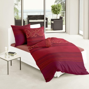 Bierbaum Bettwasche 4429, Mako-Satin, Proiectat in Germania, rot 04, 135x200 + 80x80 cm - Img 2