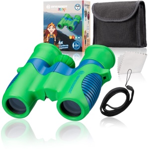 Binoclu pentru copii Bresser Junior 6x21, compact, rezistent la socuri, cu curea