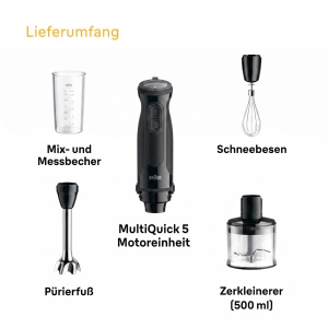 Blender Braun MultiQuick 5, 1000W, 21 viteze, Negru - Img 7