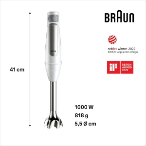 Blender Braun MultiQuick 7 MQ 7020 WH, 1000 W, Alb, cu Accesorii - Img 3