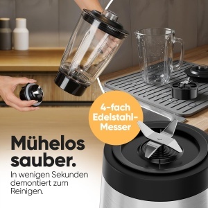 Blender Clatronic UM 3829, 700W, 1.5L, cu cutite din otel inoxidabil - Img 5