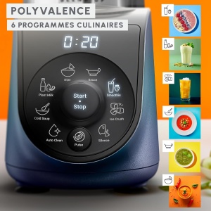 Blender Moulinex Blend Up LM19H4F0, 1000 W, 8 programe automate, albastru - Img 4